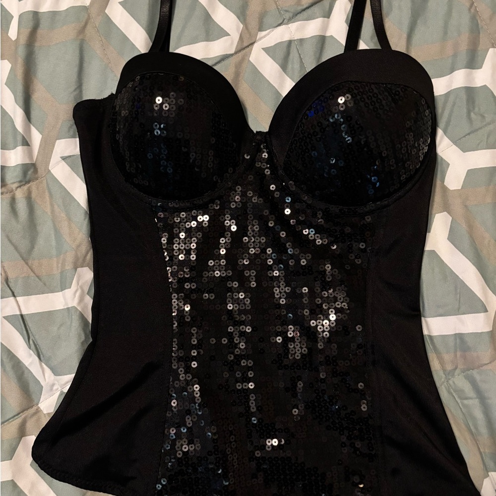 Spencer's Black Sequin Bustier